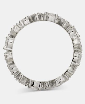 Silver-Tone Statement Drama Cubic Zirconia Two-Row Ring