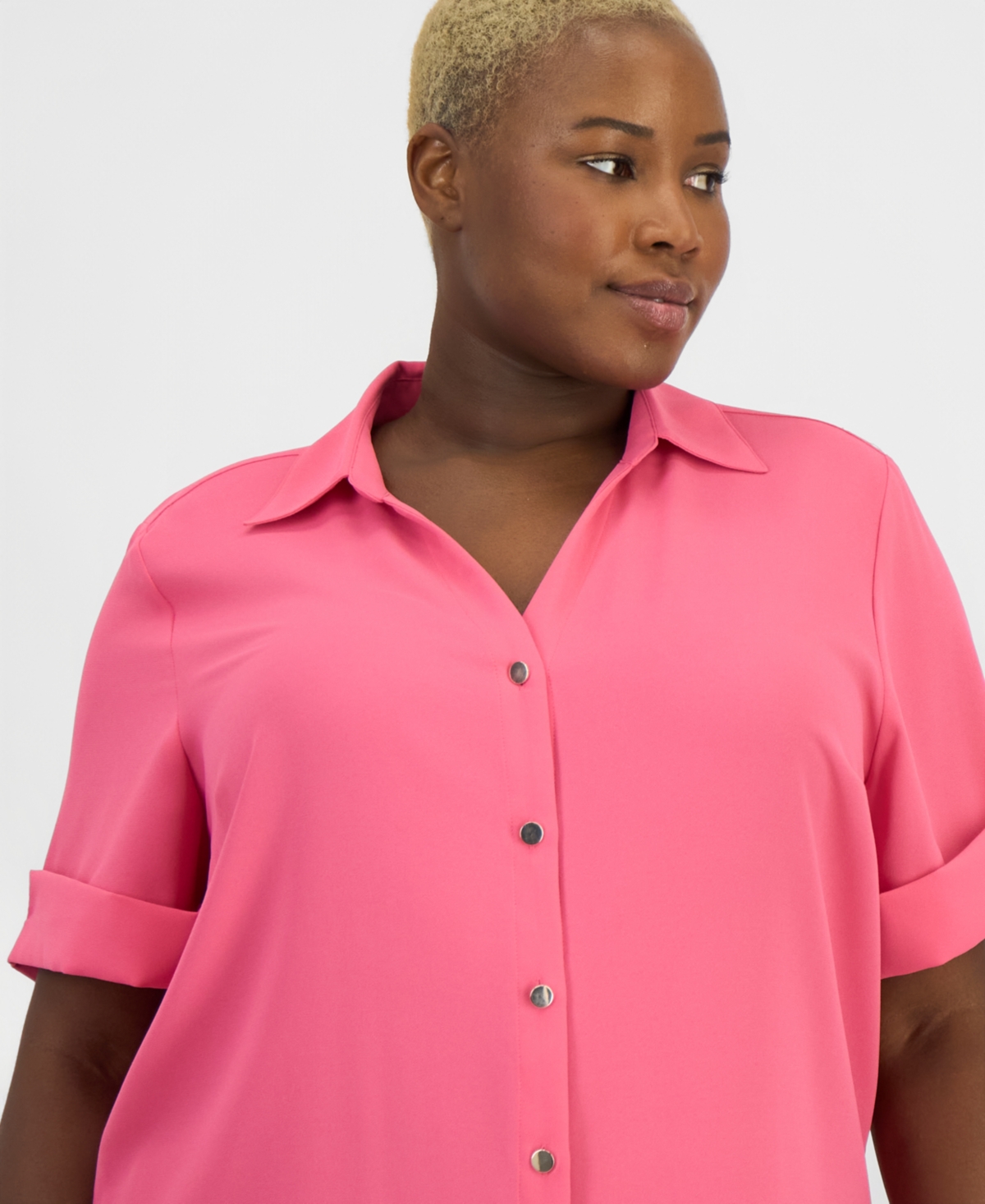 Anne Klein Essentials Plus Button-Front Shirt