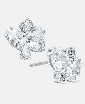 Cubic Zirconia Cluster Stud Earrings