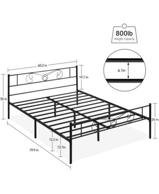 Queen Metal Platform Bed Frame with Headboard and Footboard