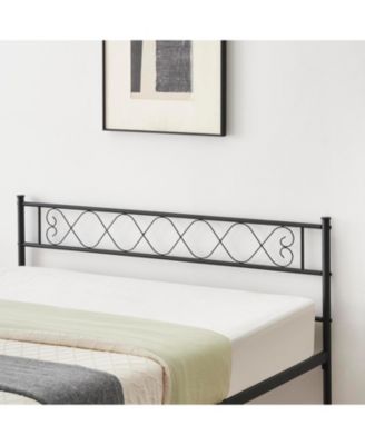 Queen Metal Platform Bed with Heart Design Headboard & Footboard, Strong Frame, No Box Spring, Black