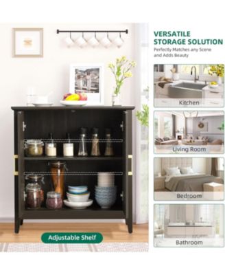 farmhouse buffet sideboard cabinet with storage, 32" modern coffee bar cabinet adjustable shelves, ideal for living spaces