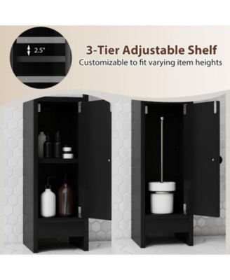 Narrow Bathroom Corner Storage Cabinet with Adjustable Shelf