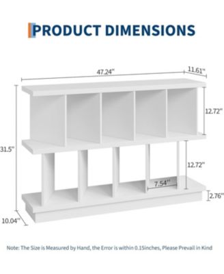 8 Cube Bookcase, Low Open Wood Storage Shelf with Removable Back Panels, Freestanding Bookshelf