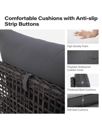 7 Piece PE Wicker Rattan All Weather Cushion Patio Sectional Sofa Set