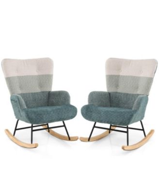 Nursery Rocking Chair with Ergonomic Armrests and High Back