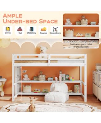Loft Bed Twin Size with Built-In Storage and Ladder - 42