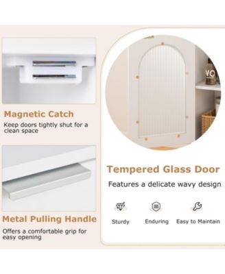 Wood Bathroom Floor Storage Cabinet Organizer with Adjustable Shelf