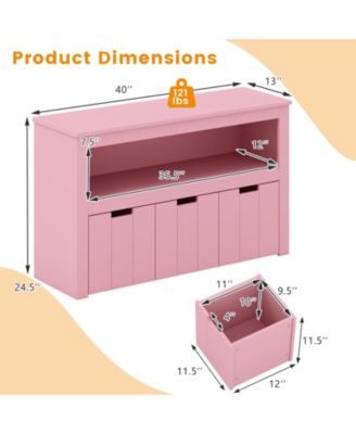 Kids Toy Storage Cabinet with Wheels and Cube Shelves