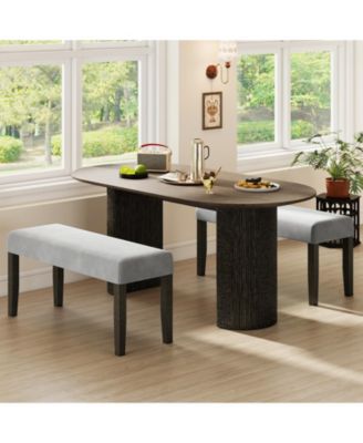 Bedroom Upholstered Bench with Cushioned Seat and Wood Legs