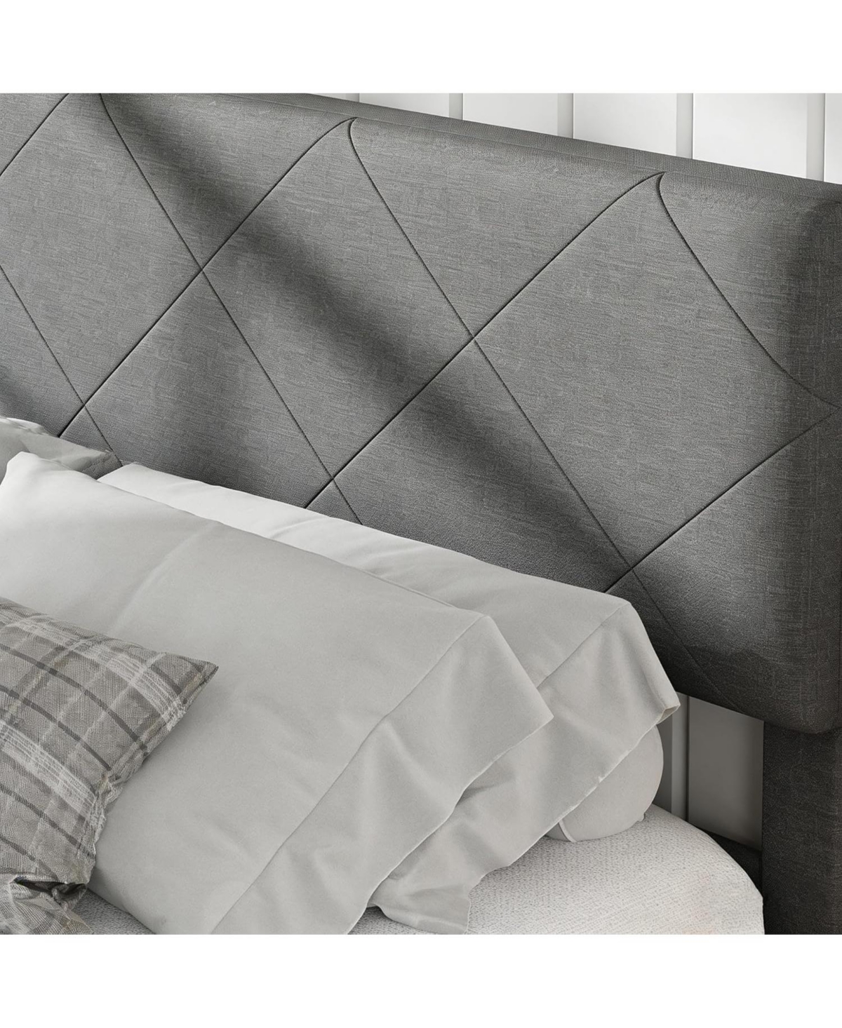 gaomon Size Bed Frame with Upholstered Headboard, Size Platform Bed Frame with Wooden Slat Support