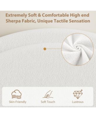 Full Bed Frame with Storage Drawers, Upholstered Boucle Platform, Round Headboard, Heavy-Duty, Noise-Free, No Box Spring, White