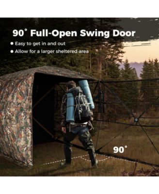 270° See-Through Pop-Up Hunting Blind for 3-4 People with Full-Open Swing Door