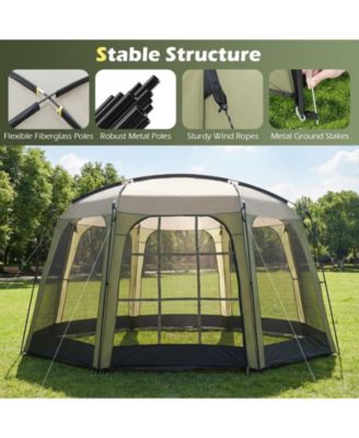 Netted Canopy Tent for 6-8 People with Zippered Door, Outdoor Screen Shelter