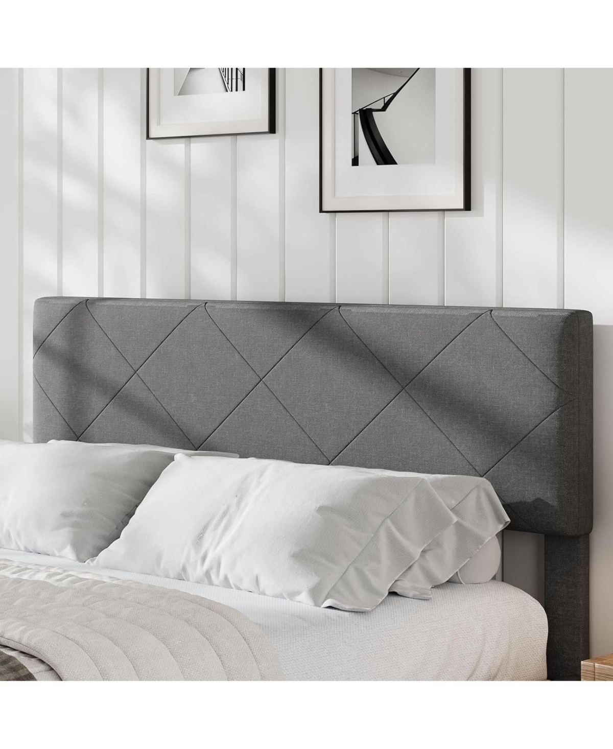 gaomon Size Bed Frame with Upholstered Headboard, Size Platform Bed Frame with Wooden Slat Support