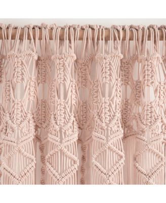 Lush Decor Boho Macrame Textured Cotton Window Curtain Panel Single 40"W x 84"L Blush - Macrame Curtains For Windows, Boho Wall Decor