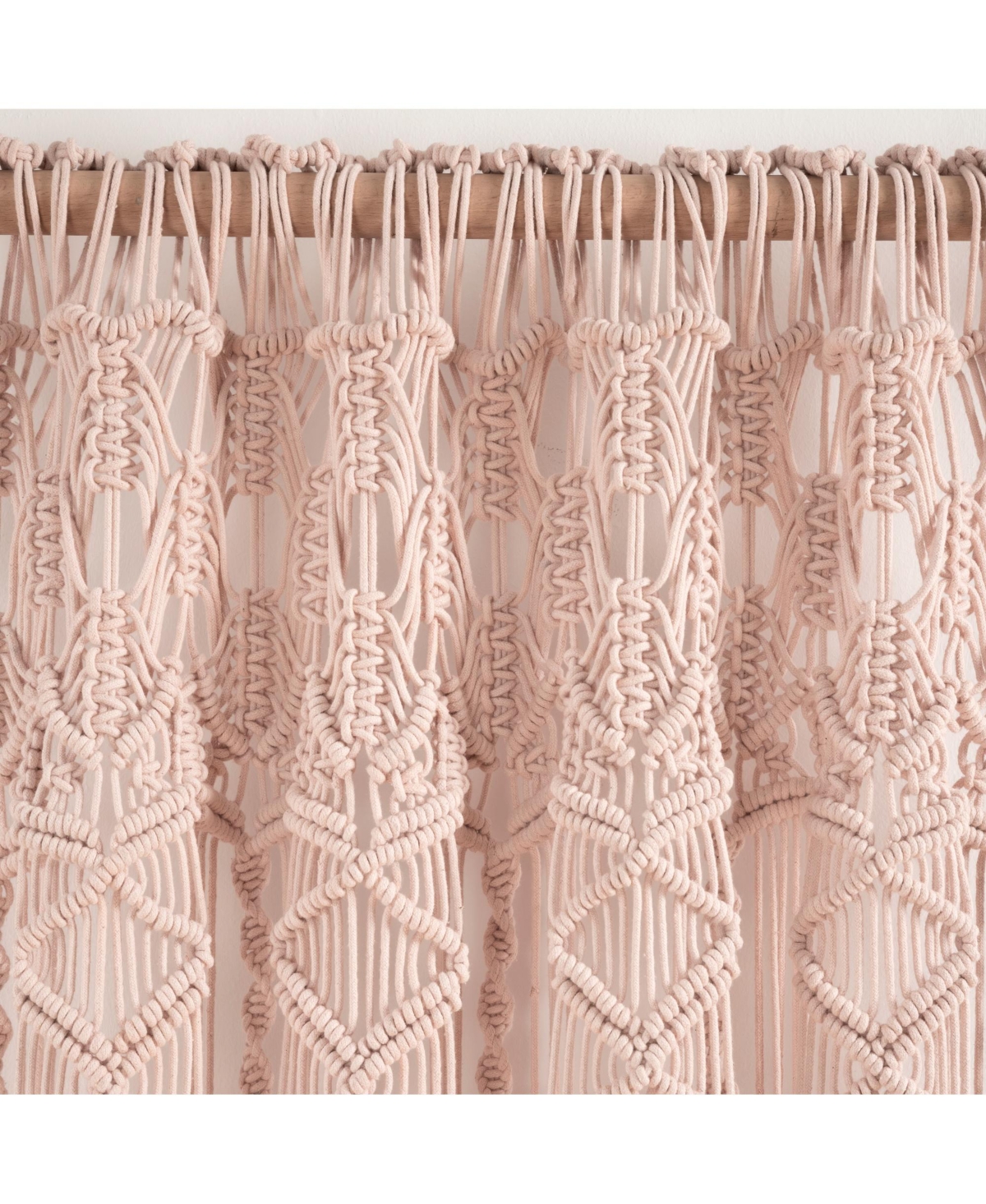 Lush Decor Boho Macrame Textured Cotton Window Curtain Panel Single 40"W x 84"L Blush - Macrame Curtains For Windows, Boho Wall Decor