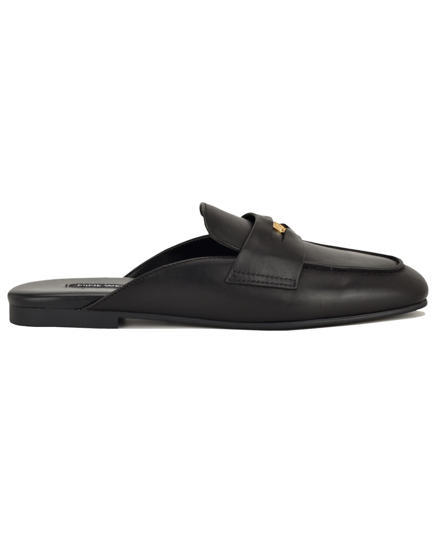 Женские сабо Nine West Evans Penny Loafer Flat Slip-On Mules, цвет: Чёрный кожаный — фото 2