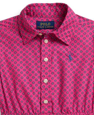 Girls' 2T-6X Floral Long-Sleeve Poplin Shirt Dress
