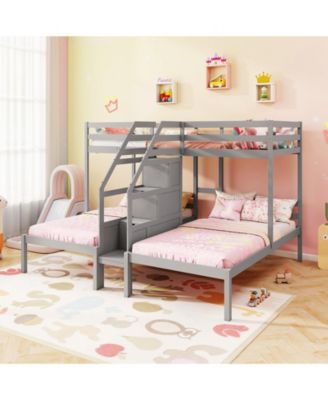 Twin Over Twin Bunk Bed with Stair Storage for Kids and Teens - One Size Fits All