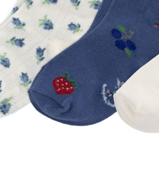 Baby Girls' Blueberry Bear Socks, 3-Pack