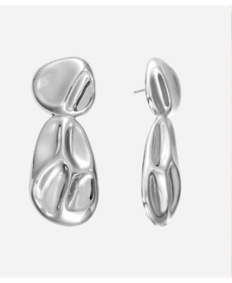 Rhodium Sculptural Statement Drop Earrings