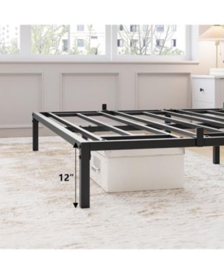 12 Inch Full Metal Bed Frame with Storage Space, Heavy-Duty Mattress Foundation with Stoppers, No Box Spring, Noise-Free, Black