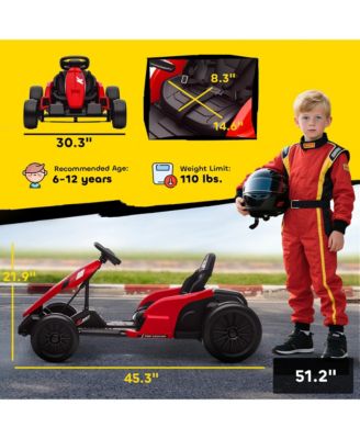 24V Electric Go Kart, Kids Drift Kart with Dual 150W Motors,