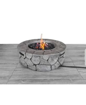 28 Inch W 9 Inch H Fiber Reinforced Concrete Outdoor Fire Pit 40000 BTU Stainless Steel Burning Area