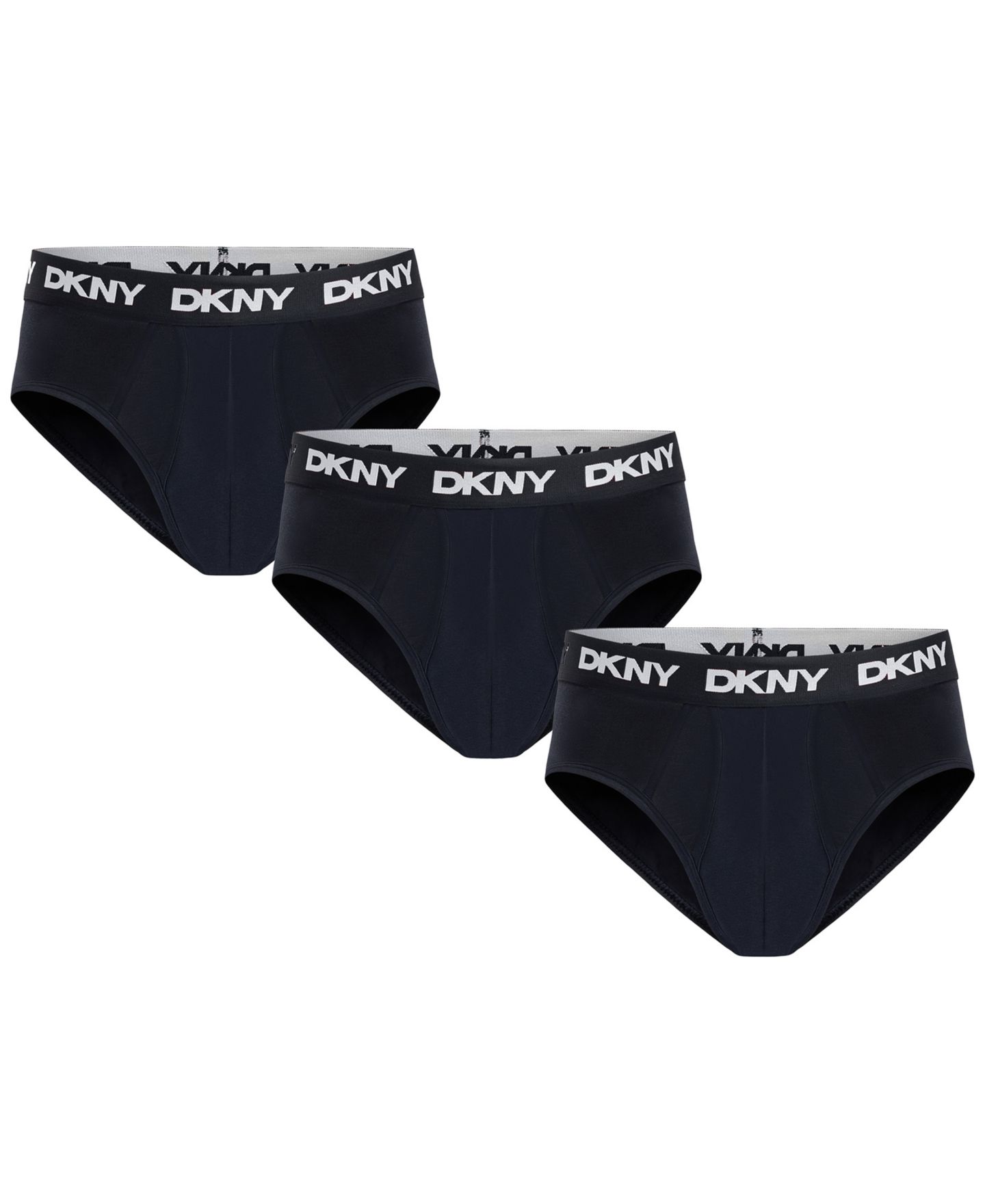 Трусы-брифы для мужчин, охлаждающая ткань, с логотипом, 3 шт. — DKNY, цвет: Чёрный — фото 1