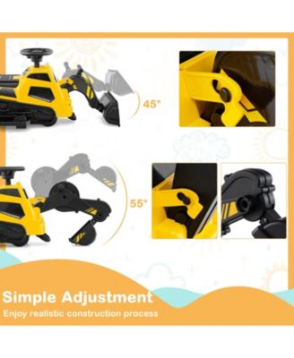 6V Ride on Tractor 3-in-1 Electric Excavator with Adjustable Arms and Music