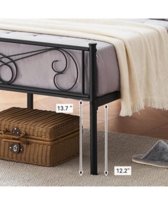 Twin Metal Bed Frame with Headboard and Footboard, Steel Slat Platform, Black