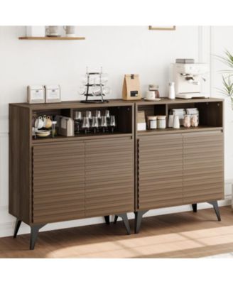 Farmhouse Sideboard Buffet Cabinet with Storage,Fluted Storage Cabinet with Adjustable Shelves for Dining Room, Entryway, Kitchen