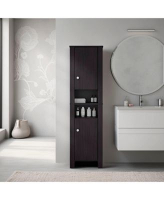 Catalina Tall Stylish Cabinet, Bathroom Organizer with Closed Compartments and Daily Use Areas, Wenge