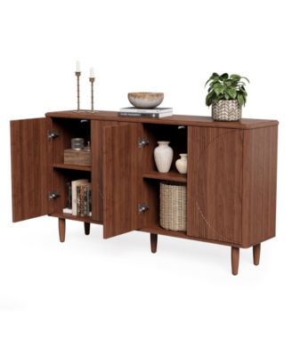 Modern Sideboard Buffet Table with Doors,59-Inch Buffet Cabinet Sideboard with Storage, for Living Room, Dining Room (Walnut)