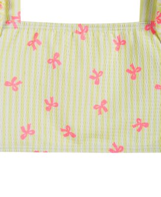 Girls' 2T-5 Puff Sleeve Top, Bikini Bottom, & Matching Headband, 3-Piece Set