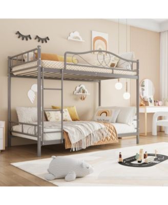 Twin Over Twin Bunk Bed with Ladder & Full Guardrails, Heavy-Duty Metal Frame, 400 lb Capacity, Space-Saving, Noise-Free