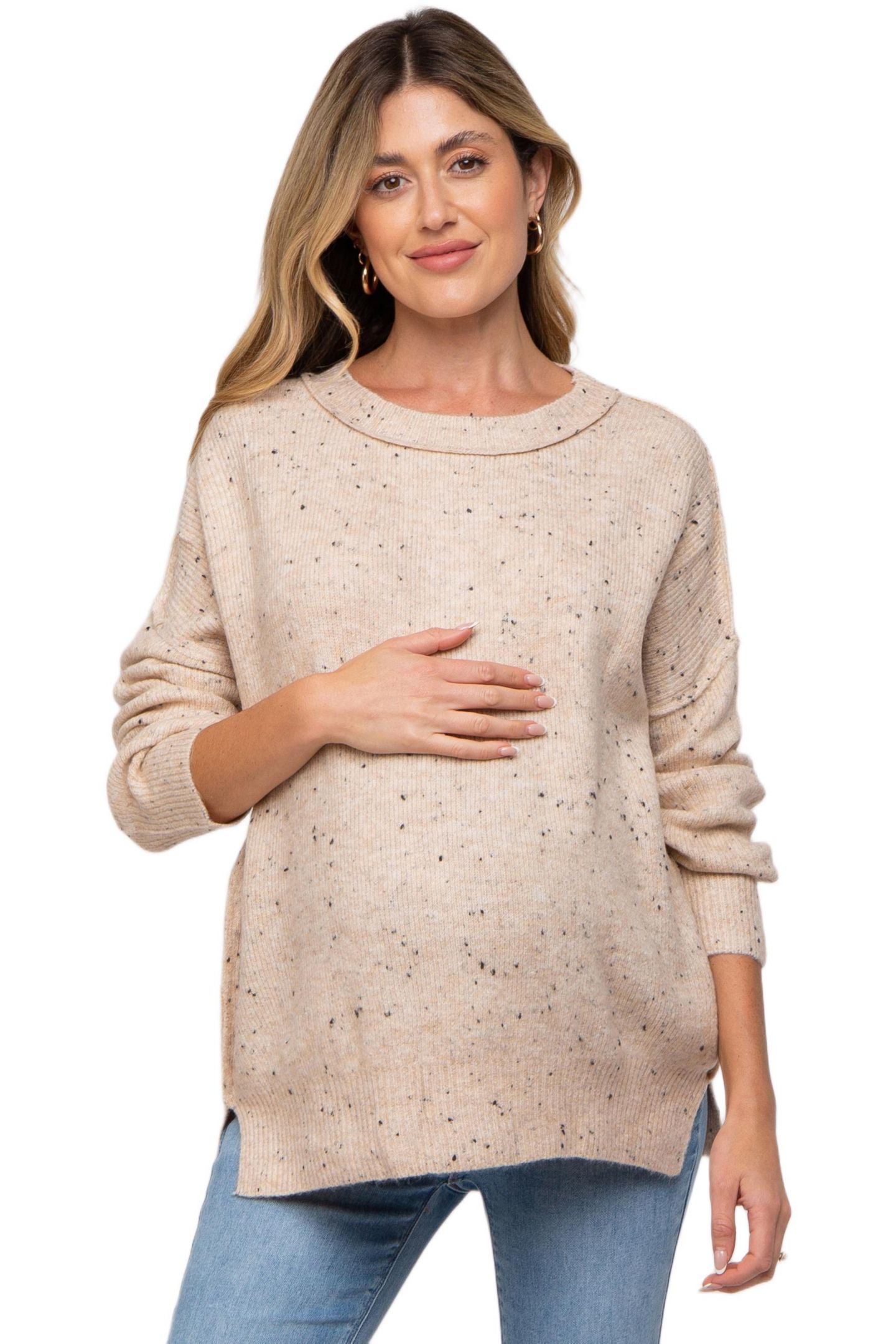 Женский свитер Pinkblush Speckled Knit, цвет: Бежевый — фото 1