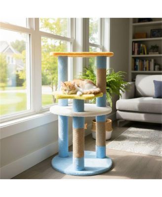 29-Inch Cat Tree Tower with Anti-Tip Base, 4 Multi-Level Perches & Jute Scratching Posts for All Cats, Large Kittens to Adults