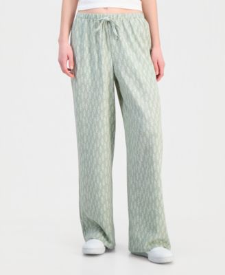 Juniors' Lightweight Printed Wide-Leg Pants