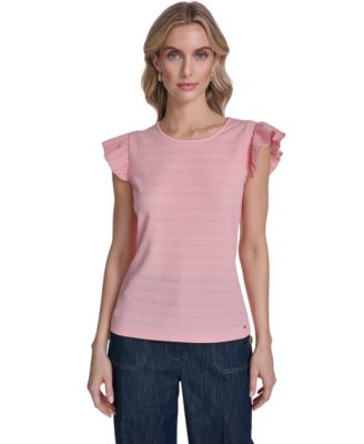 Women's Flutter-Sleeve Crew Neck Top