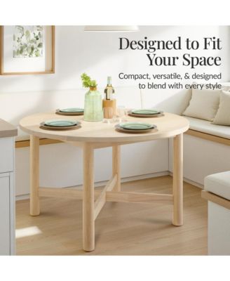 47In Round Solid Wood Dining Table, Modern Farmhouse Table For 4, Space Saving, Easy Assembly