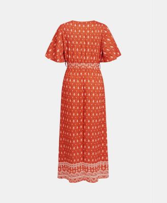 Women's Bohemian Printed Maxi Dress with Belt