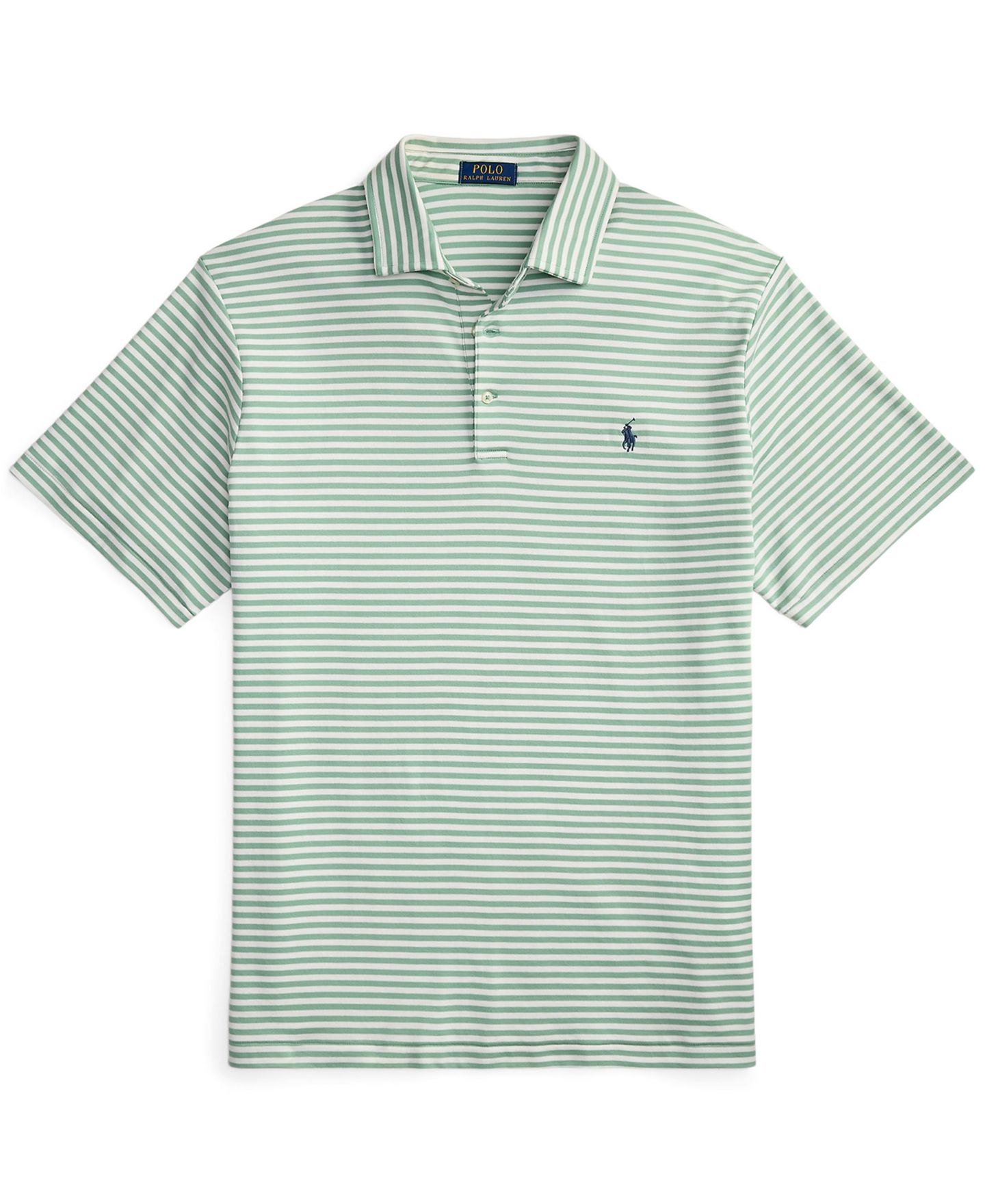 Мужское поло Polo Ralph Lauren Big & Tall Striped Polo Shirt, цвет: Выцветший мятный / Белый — фото 5