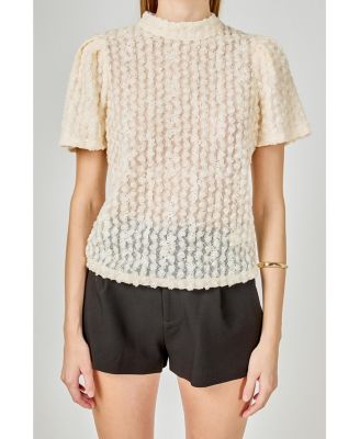 Women's Textured Mock Neck Top