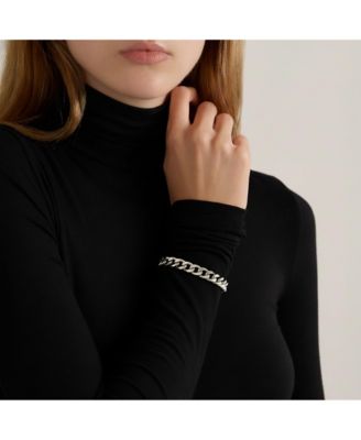 Silver Chunky Cuban Chain Bracelet with Toggle Clasp