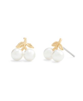 Faux Mother of Pearl Cherry Stud Earrings