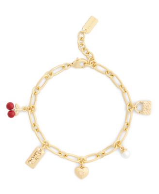 Faux Stone Signature Cherry Charm Link Bracelet