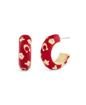 Red Signature C Floral Chubby Hoop Earrings