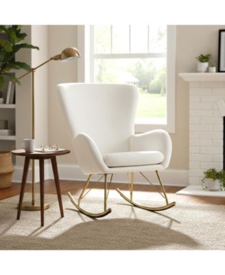 Nursery Rocking Chair with Curved Backrest and Armrests